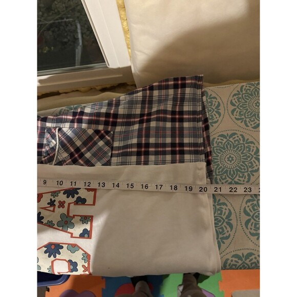 Reworked Upcycled USA Crop Flannel Top L/XL - Picture 4 of 4